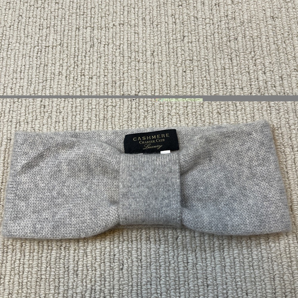 Charter Club 100% Cashmere Headband Warm Soft Cozy Light Gray